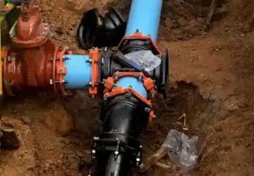 Waterworks plumbing equipment in ground